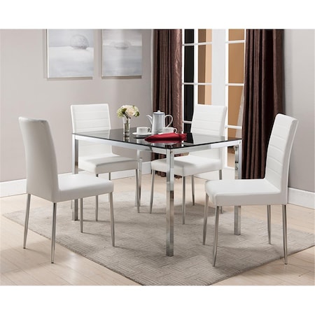 D2D Technologies 30 x 48 x 30 in. Dinette Table - Black Glass & White Chrome D22589272